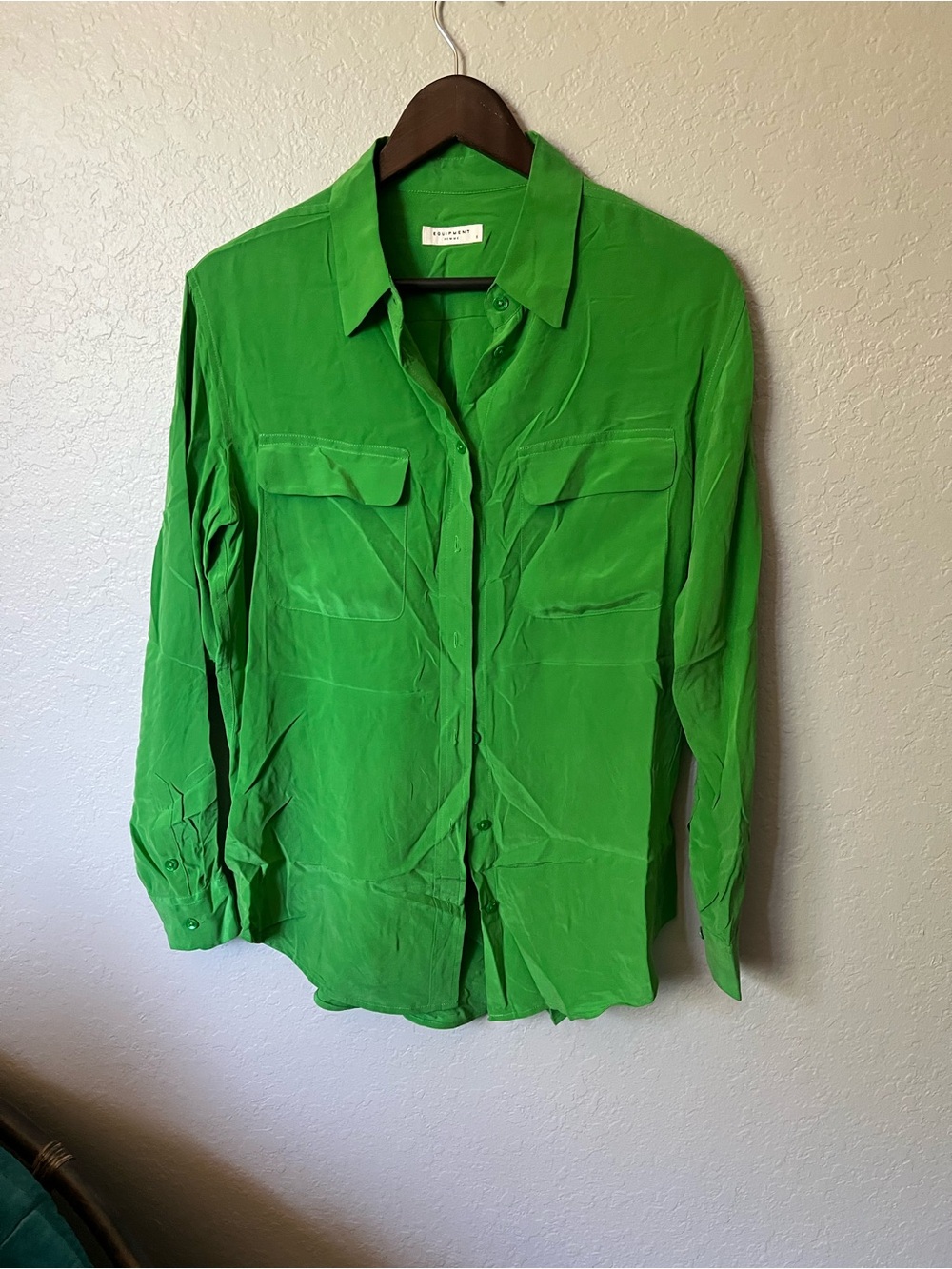 Equipment Silk Green Button-Down Shirt
